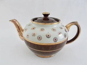 VINTAGE SADLER ENGLISCHE TEEKANNE GESPRENKELT BRAUN UND BLAUER KÖRPER MIT GOLDPUNKTEN - Bild 1 von 9