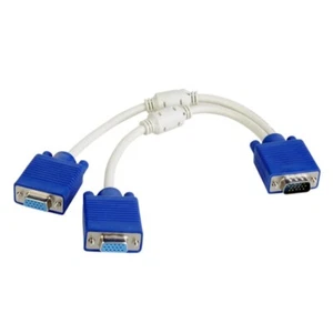 0.2m Long VGA Male to Double Female Adapter Cable 1080P Video Converter Cord - Afbeelding 1 van 8
