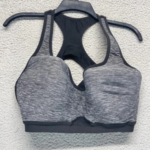 Danskin Now Womens Sports Bra Racerback Padded Size 40D Gray Black - Picture 1 of 7