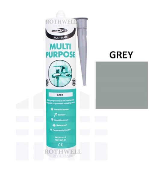 BOND IT GREY General Purpose Silicone Sealant Multi Mate Kitchen Bathroom Anti Mould