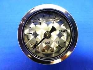 Marshall Gauge 0-15 psi Fuel Pressure Oil Pressure Engine Turned 1.5"Face Liquid - Picture 1 of 1