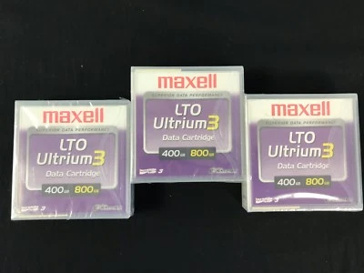 3 cartuchos de datos Maxell LTO Ultrium 3 400/800 GB #183900 NUEVO lote de TRES Foto 1 de 3