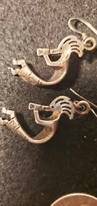 Pendientes de flauta Kokepelli vintage de plata de ley para dama sin daños - Imagen 1 de 7