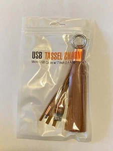 Urge Basics Tan USB Tassel Charm Keychain Charger, Micro USB Charging Cable - Picture 1 of 3