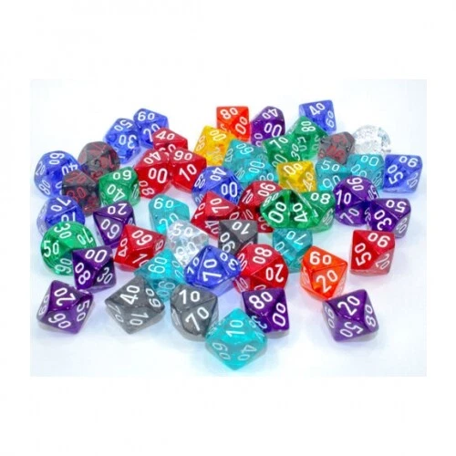 Juego de dados - Dados translúcidos D10% (50 X W10%) en bolsa - Colorido mezclado Foto 1 de 1
