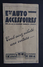 Publicité AUTO ACCESSOIRES Paris 1930 Bouchon King Citroen pneu gonflage secours