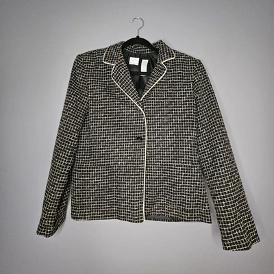 Blazer vintage Emma James Liz Claiborne negro y tostado 3 botones para mujer talla 12 Foto 1 de 4