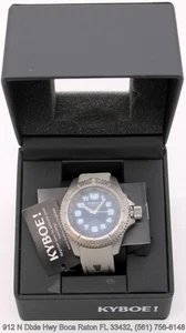 Kyboe Giant Leather Band 48mm Gunmetal/Grey 10 ATM WR Men's Watch W/ Box - Picture 1 of 3