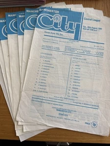 Collection Of 7 Manchester City Central League Reserves Team Sheets 1980’s - Picture 1 of 8