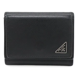 PRADA Triangle Logo Compact Wallet Tri-fold Wallet Saffiano Leather #12550955 - Picture 1 of 7