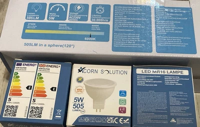 2 x 5w = 50w LED MR16 230V GU5.3 Spotlight Bulb Cool White 505 Lumen - 2 pack - Image 1 of 2