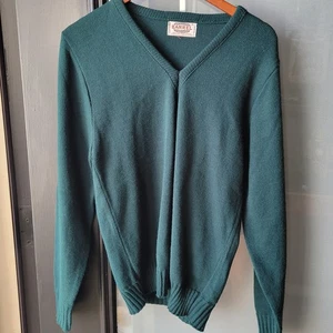 Vintage BARREL Sweater Size Small V Neck Made in USA Green Long Sleeve - Picture 1 of 8