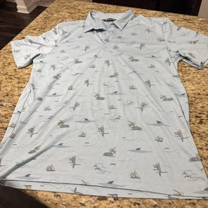 Travis Mathew Shirt Herren XL blau Going Rogue Polo La Costa Golf All Over Print - Bild 1 von 7