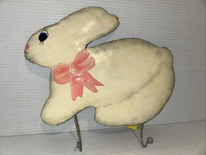 BUNNY RABBIT Metal WALL PLAQUE Garden WALL ART HOOKS Haiti Hand Made 10.5" - Picture 1 of 6
