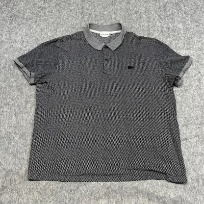 Lacoste Polo Shirt Mens 3XL Black White Slim Fit Geometric Pattern Cotton Peru - Image 1 of 4