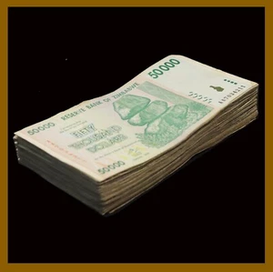 Zimbabwe 50 Thousand Dollars x 100 Pcs Bundle, 2008 P-74 Used COA - Picture 1 of 5
