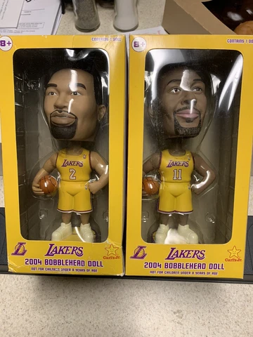 Carls Jr LA Lakers 2004 Bobblehead Lot Derek Fisher/ Karl Malone W/ Stand. Rare Cover