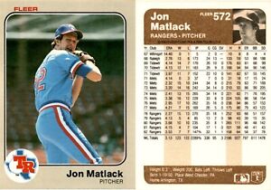 1983 Fleer Baseball Card 572 JON MATLACK TEXAS RANGERS