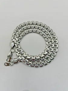 Chain Square Box Necklace Platinum Plated 316L Stainless Steel 24 inches 6mm - Picture 1 of 6