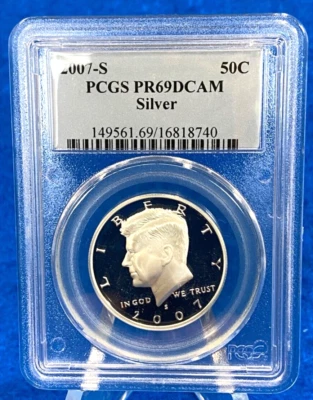 2007 S Kennedy 50C Silver Half Dollar PCGS PR69 DCAM - Image 1 of 2
