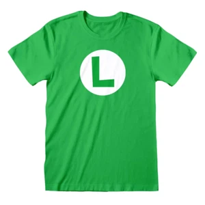Nintendo Super Mario Luigi Badge T-Shirt - 100% Official Licenced - Picture 1 of 6
