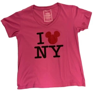 Disney Mickey Women’s NY New York Classic Pink Top T-shirt Shirt Tee Size Large - Picture 1 of 4
