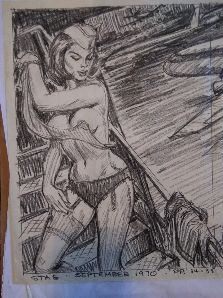 Dibujo original Earl Norem ¡CALIENTE nena en su máxima expresión! Ladrón de ladrones 2 gemas 1970 Foto 1 de 4