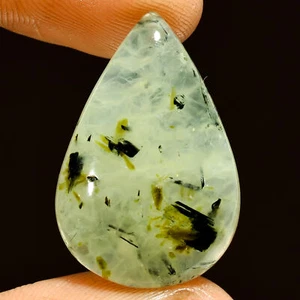 100% Natural Prehnite Pear Shape Cabochon Loose Gemstone 23 Ct 27X18X6mm EE39304 - Picture 1 of 2