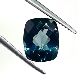 VVS Natürlicher London Blautopas 10x8 mm Kissen Karoschliff Schillernd Lose Edelstein - Bild 1 von 10