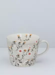 Wild Daisy Mug, Coffee Tea Grey Mug, Pretty Floral Flower Mug Gisela Graham - Picture 1 of 2