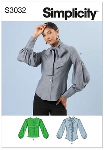 SIMPLICITY SEWING PATTERN 3032 MISSES 8-16 SHIRT, BLOUSE W/ HEM & SLEEVE OPTIONS - Picture 1 of 8