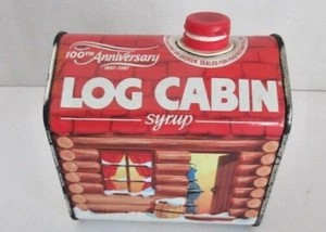 Vintage 1987 Red Log Cabin Maple Syrup Tin Can 100th Anniversary General Foods  - Picture 1 of 5