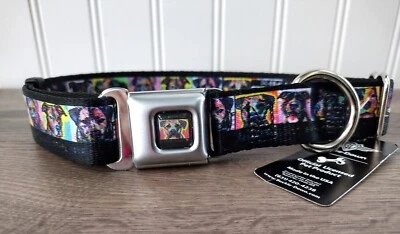 BUCKLE-DOWN Buckle Down Dog Collar Dean Russo Pop Art Rescue Adopted Large 15-24" Neck