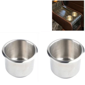 2X Stainless Steel Recessed Cup Drink Holder For Marine Boat Camper Truck - Picture 1 of 8
