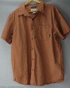 Camisa Columbia Sportswear XL Naranja a Cuadros Manga Corta con Botones - Imagen 1 de 2