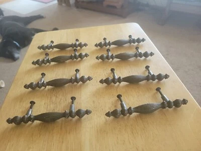 Vtg Bronze or Brass Furniture Hardware Cabinet Handles Drawer Pulls 8 Pc - Image 1 of 4