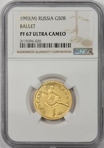 Russia USSR 1993 M 50 Roubles gold NGC Proof 67 UC Ballet 0.25oz gold. Only 1500