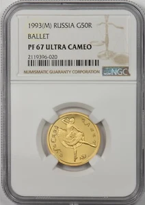 Russia USSR 1993 M 50 Roubles gold NGC Proof 67 UC Ballet 0.25oz gold. Only 1500 - Picture 1 of 2