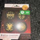 Paladone Game of Thrones, House of the Dragon Set of 4 Embossed Metal Coasters