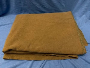 Vintage US ARMY Wool Blanket Olive Drab Green ODG Marines Field Gear Navy WWII - Picture 1 of 10