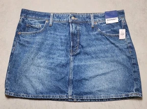 Old Navy Womens Blue Denim Medium Wash Mid-Rise Pockets Mini Skirt Size 16 - Picture 1 of 13