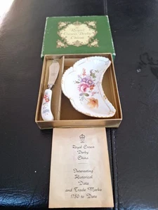 Englische Bone China Butterdose und Messer Royal Crown Derby verpackt - Bild 1 von 8