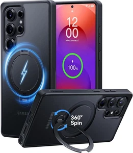 CASEKOO Black 360° Spin Magnetic Stand Samsung Galaxy S25 Ultra Case * NEW NoBox - Picture 1 of 5