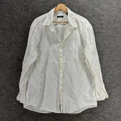 Рубашка мужская Alfani 2XL белая с воротником на пуговицах с длинным рукавом льняная стандартного покроя - Изображение 1 из 4