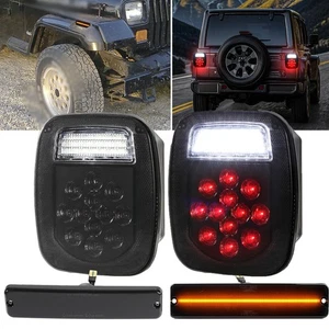 Black LED Side Marker & Tail Brake License Plate Light for Jeep Wrangler YJ - Bild 1 von 12