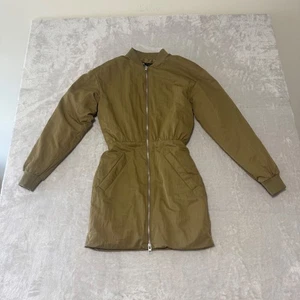 Giubbotto bomber Zara donna XS verde oliva zip davanti manica lunga nuovo senza etichette - Foto 1 di 9