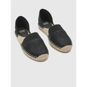 EILEEN FISHER Lady Tumbled Nubuck Espadrille Flats Black Open Sides Women's 9 - Picture 1 of 9