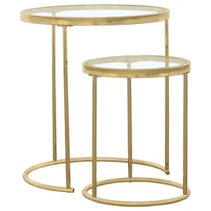 Coaster Maylin 2-piece Round Glass Top Nesting Table Set Gold - 935936 - Picture 1 of 8