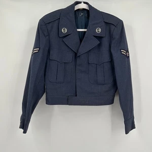 USAF Mens Wool Uniform Jacket Vietnam Era Size 37S Blue 84 Airman Patch - Picture 1 of 8