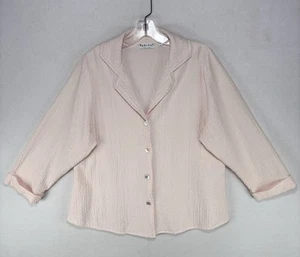 Habitat Crinkle Texture Cardigan Size Large Coverup Opalescent Buttons Lagenlook - Picture 1 of 12